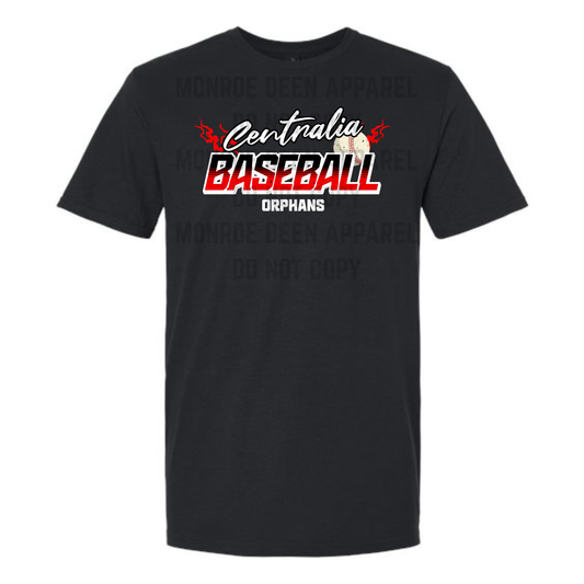 Centralia Orphans Baseball Flame Tee
