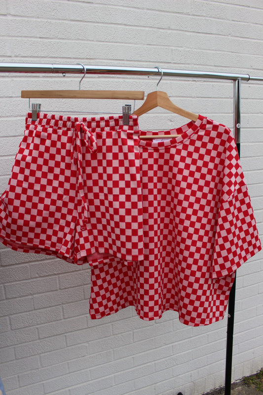 Retro Red Checkered Lounge Set