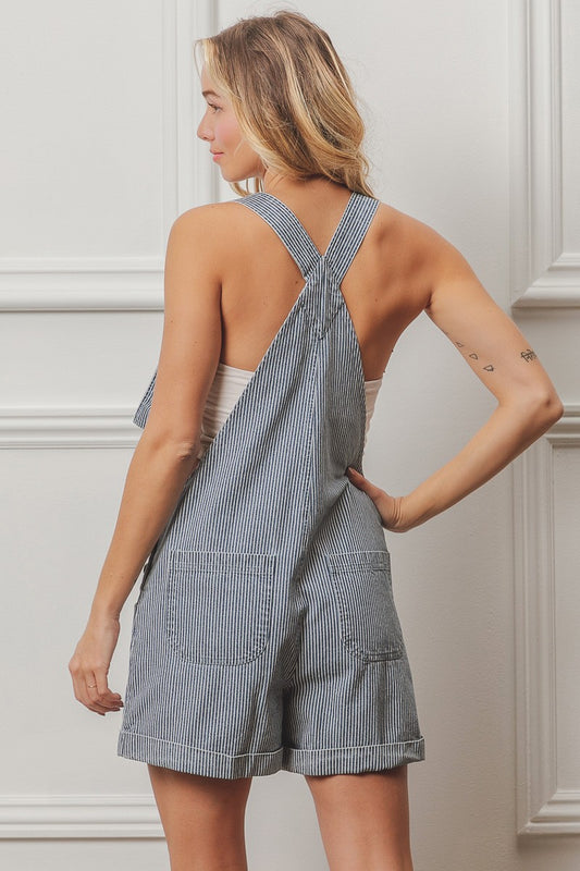 Tie Strap Denim Shortalls