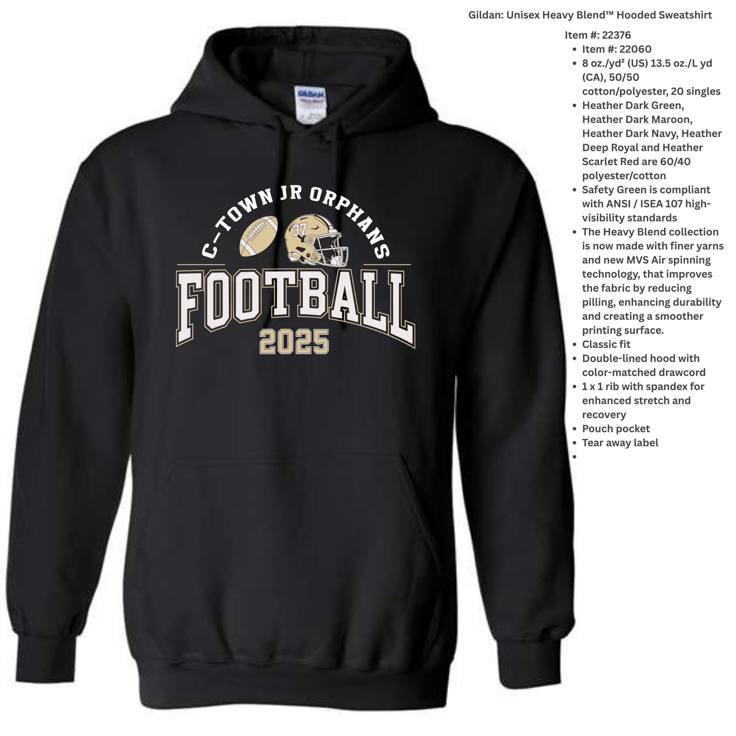 Jr Orphan Football: White & Gold Logo