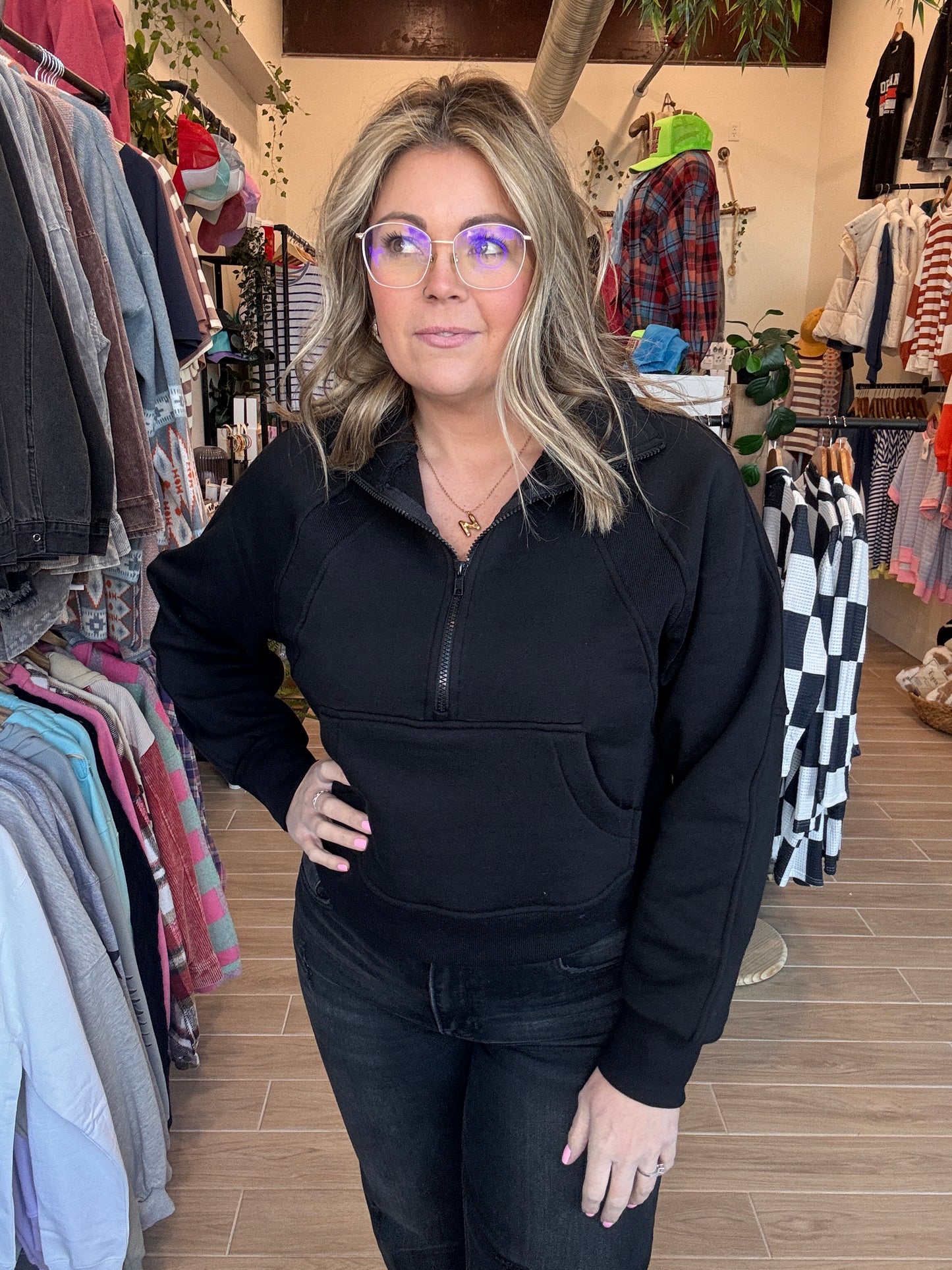 Quarter Zip Kangaroo Sweatshirt