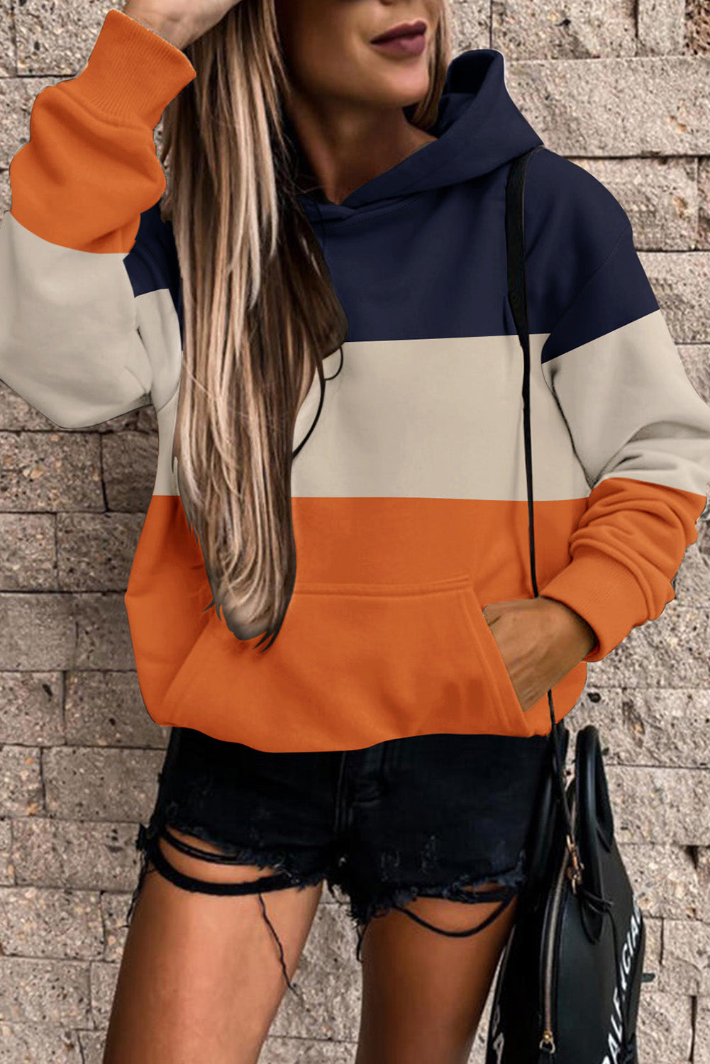 Navy blue and orange hoodie online