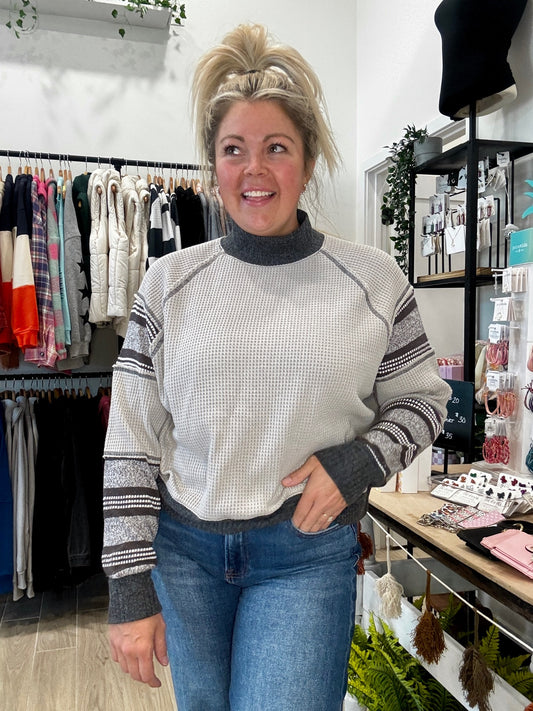 Aspen Waffle Knit Mock Neck Sweater