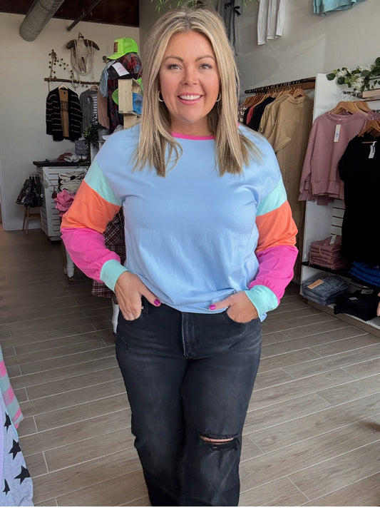 Color Block Patchwork Long Sleeve