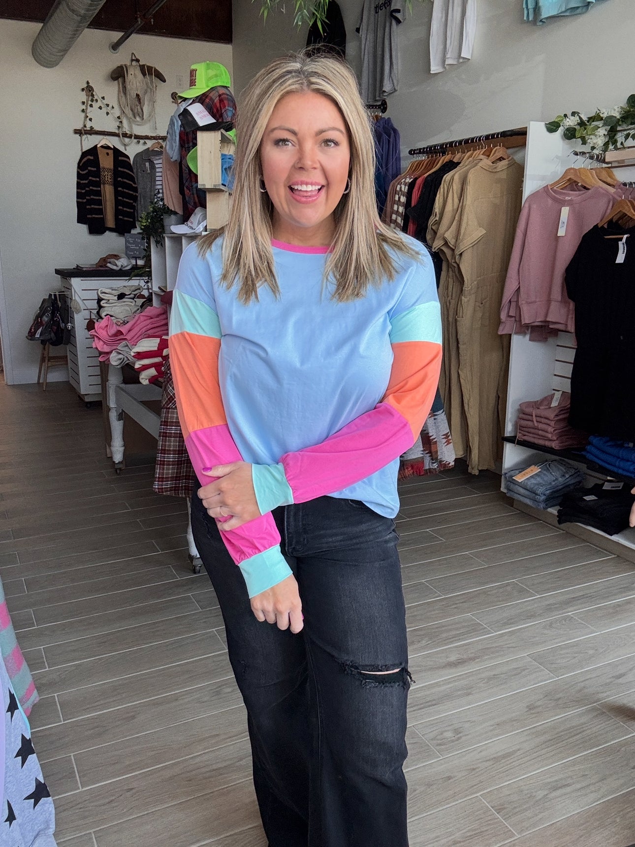 Color Block Patchwork Long Sleeve