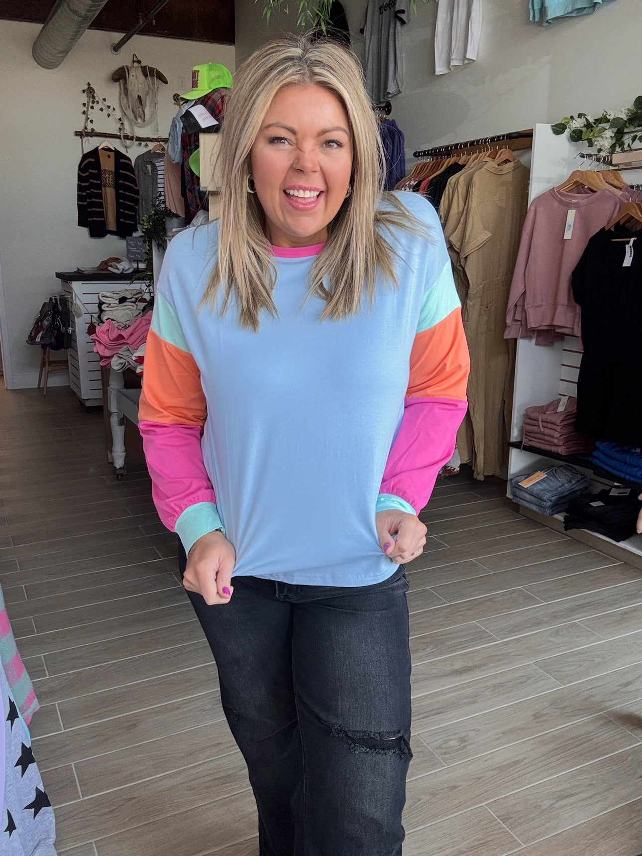 Color Block Patchwork Long Sleeve