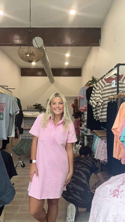 Raw Hem Button Dress