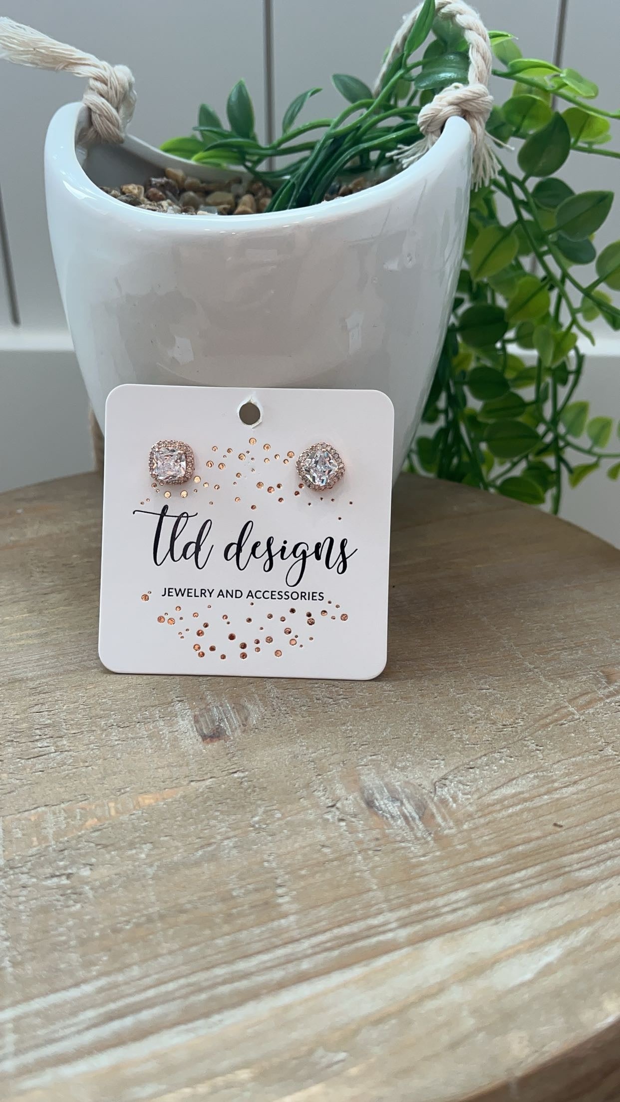 Rose Gold Rhinestone Studs