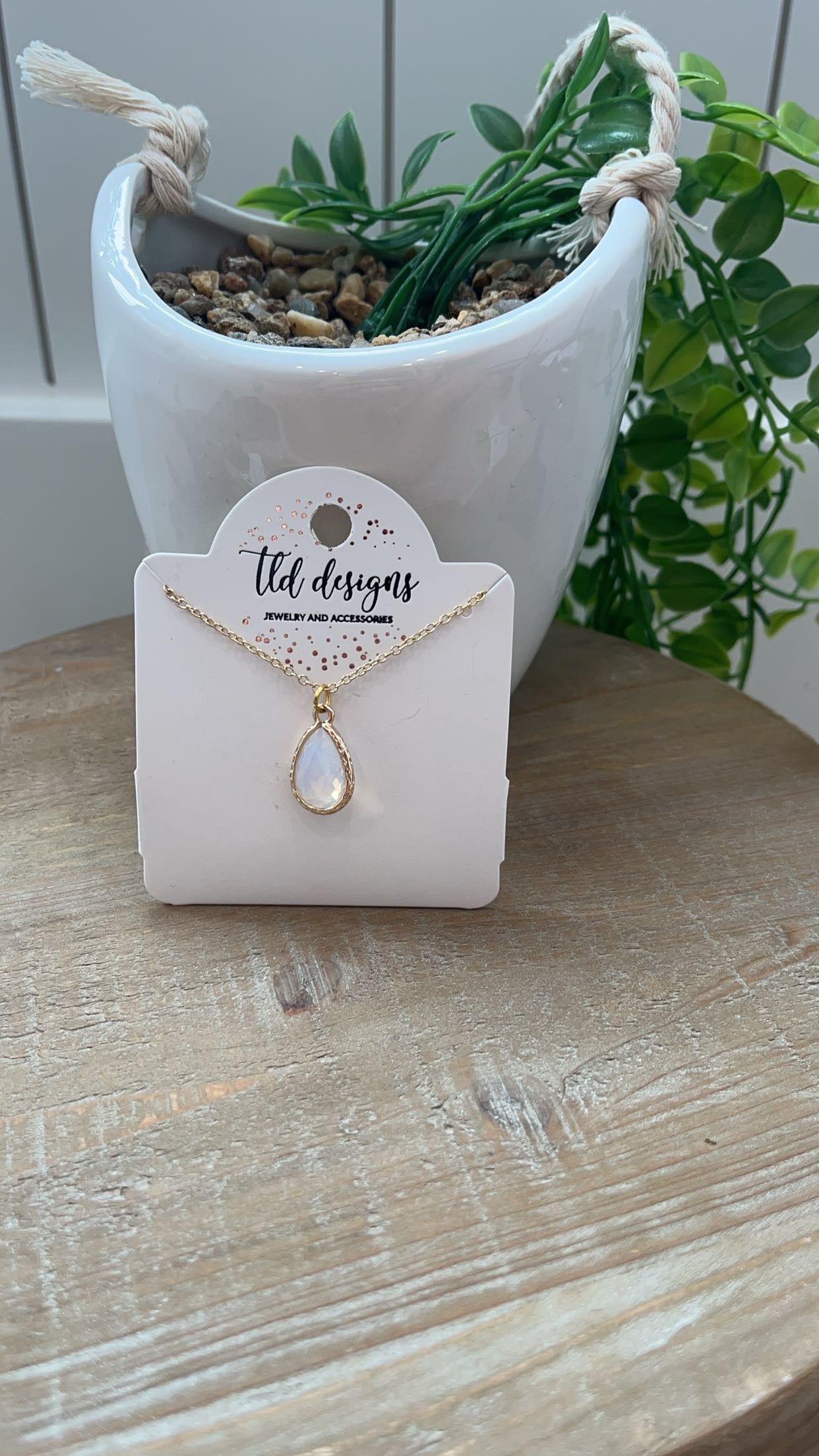 Gold Plated Opal Teardrop Necklace