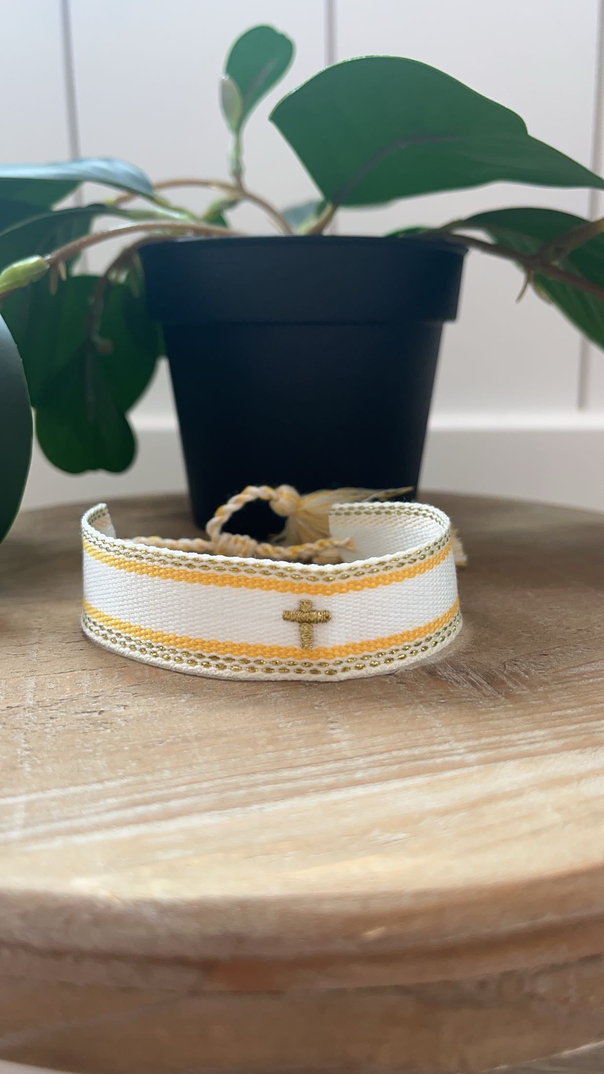 Embroidered Cross Bracelet