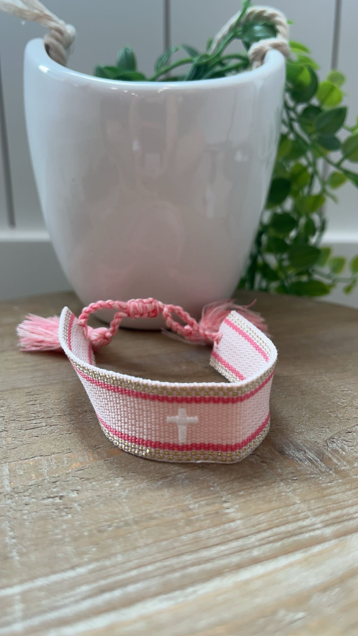 Embroidered Cross Bracelet