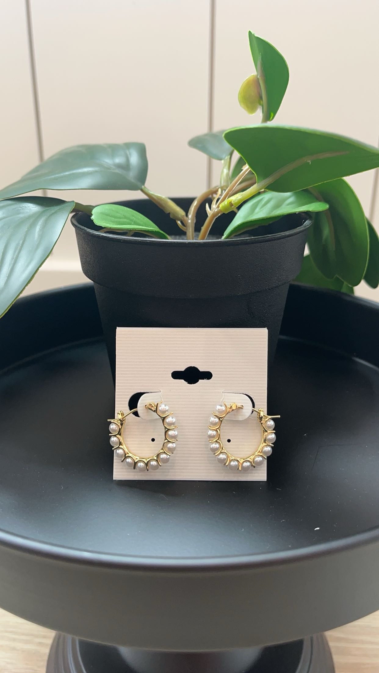 Gold & Pearl Hoop Earring