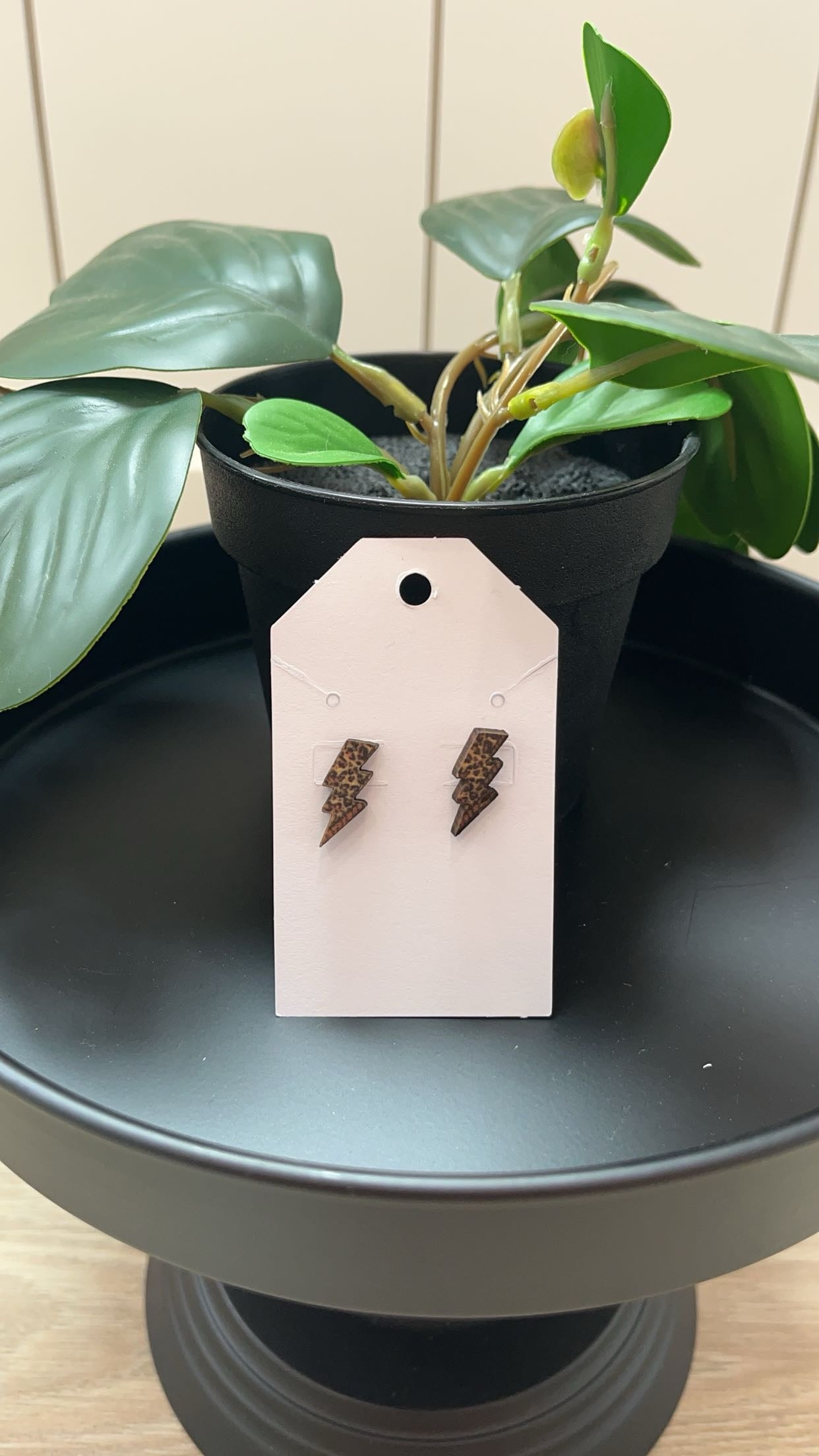 Wooden Lightning Bolt Stud