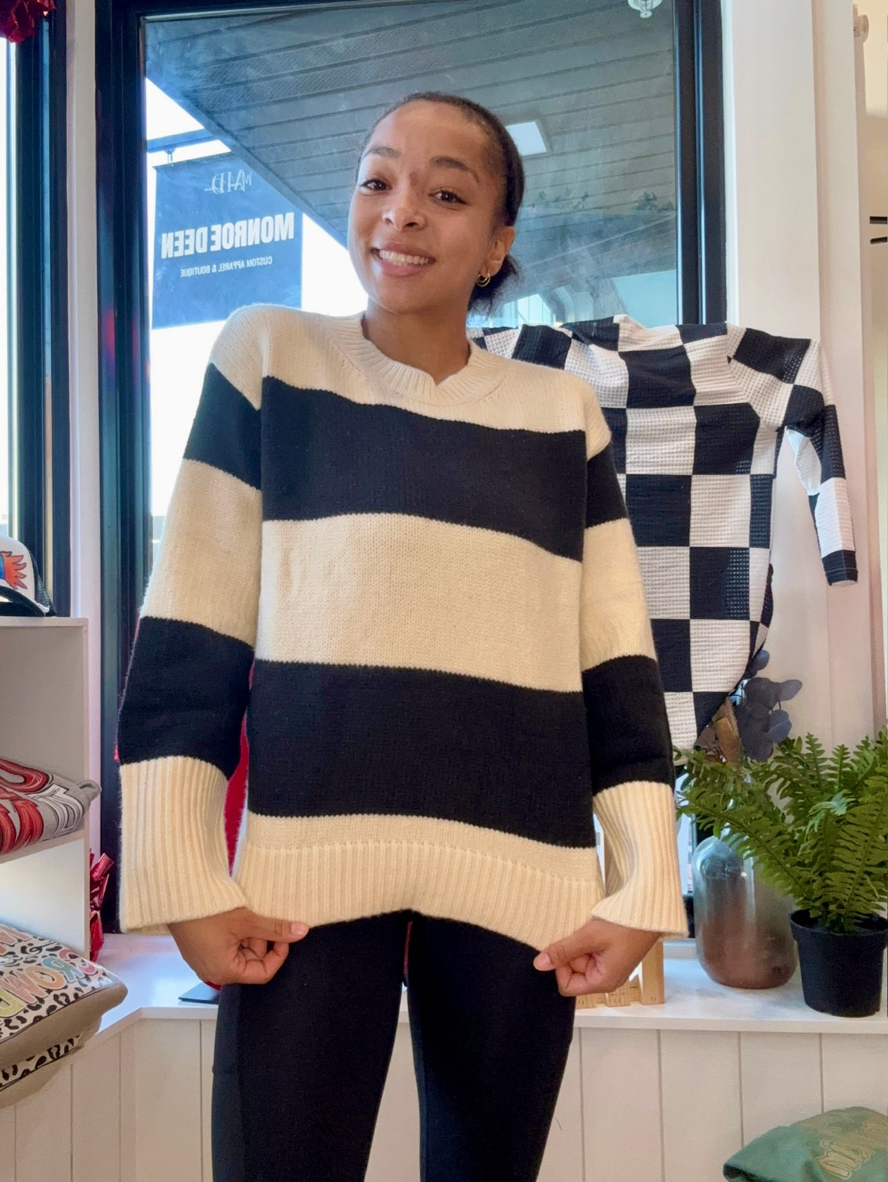 Black and White Chunky Block Sweater