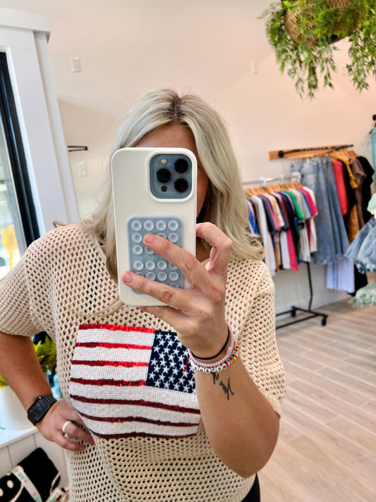 Sequin Flag Crochet Top