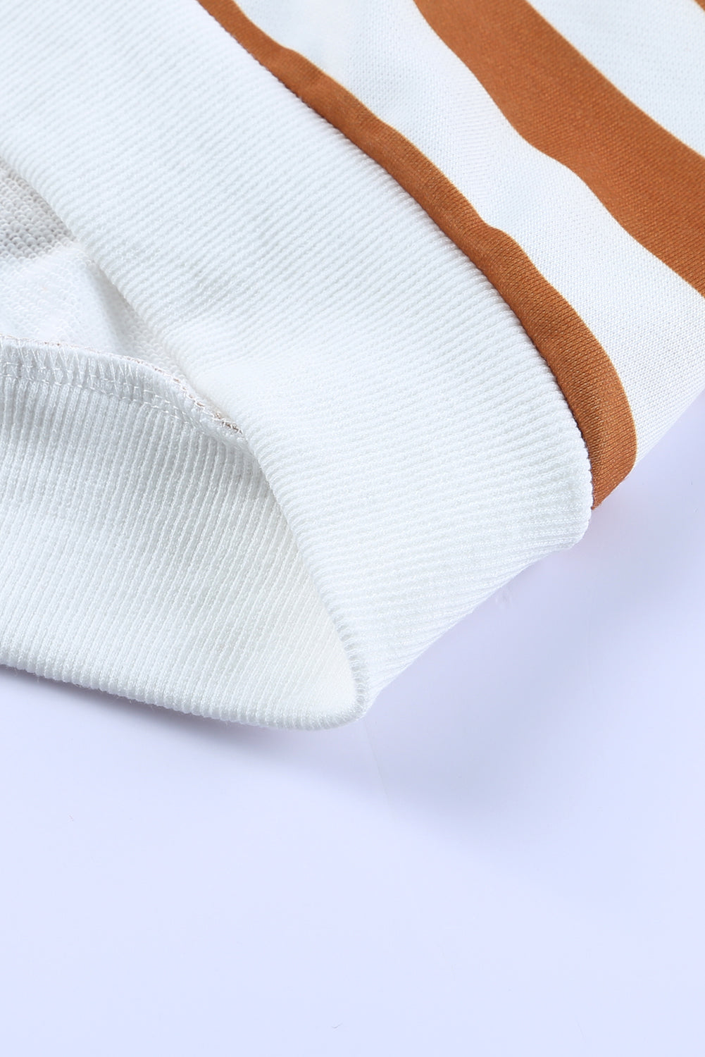 Brown Stripe Pullover Sweatshirt Sweater
