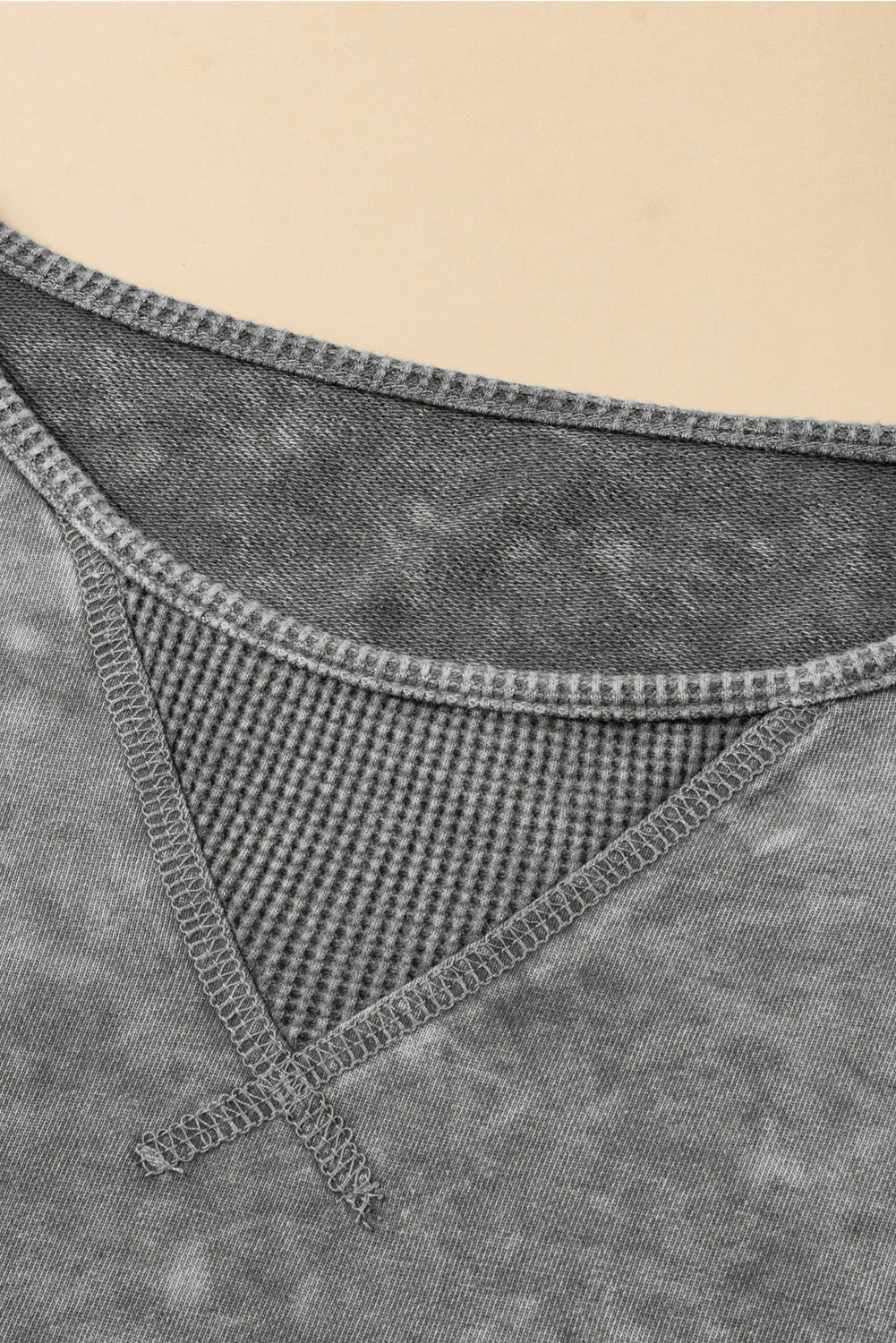 Light Grey Mineral Wash Patchwork Tee