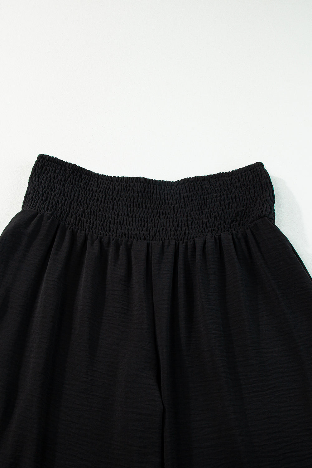 Black High Waist Shirred Pant Plus