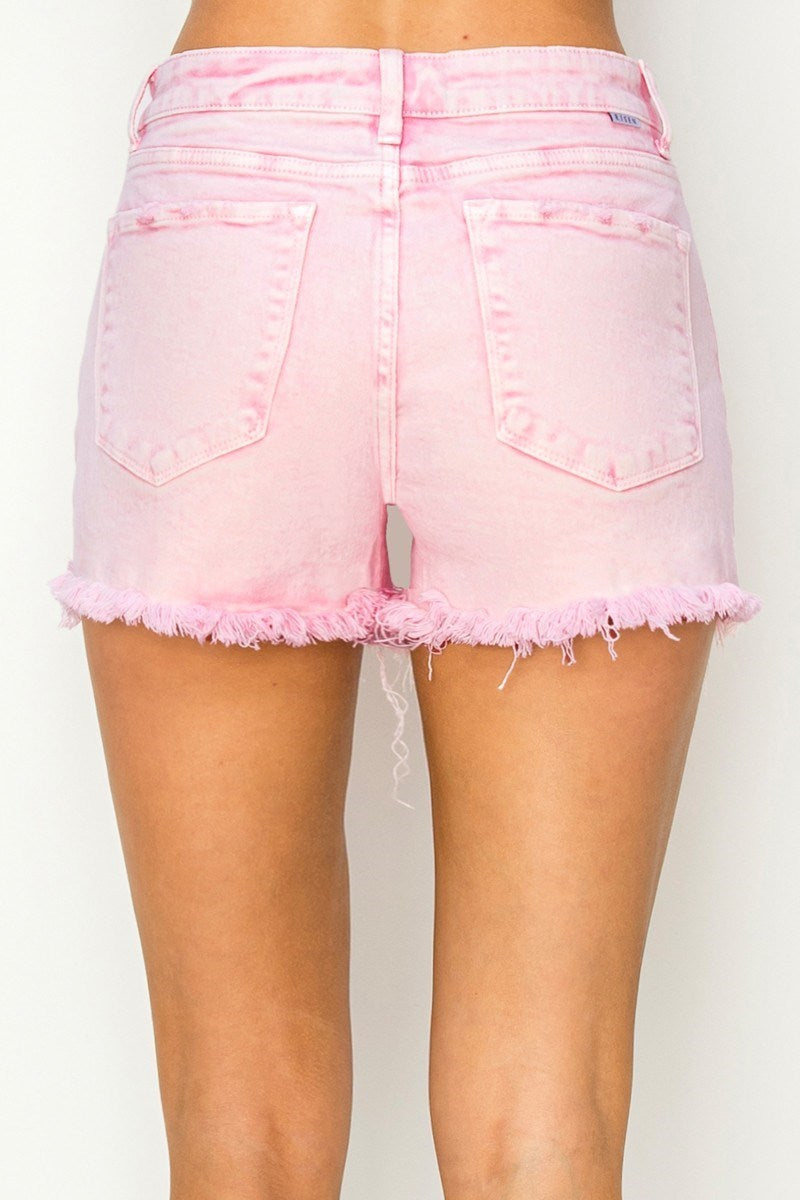 Risen Mid Rise Frayed Hem Shorts