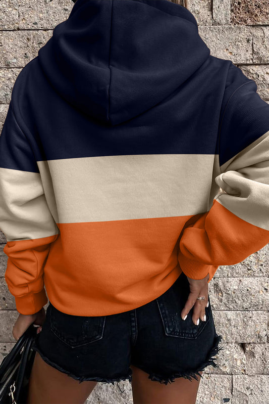 Orange & Navy Colorblock Hoodie