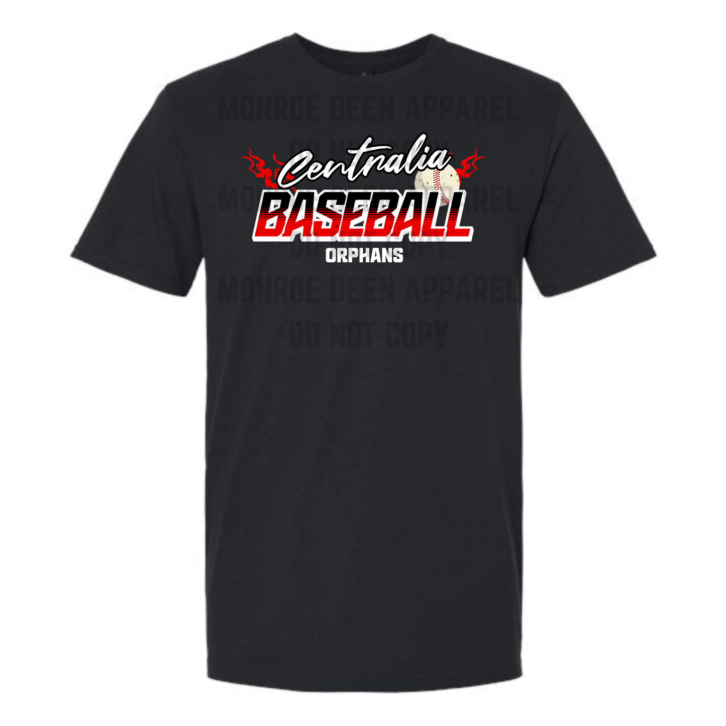Centralia Orphans Baseball Flame Tee