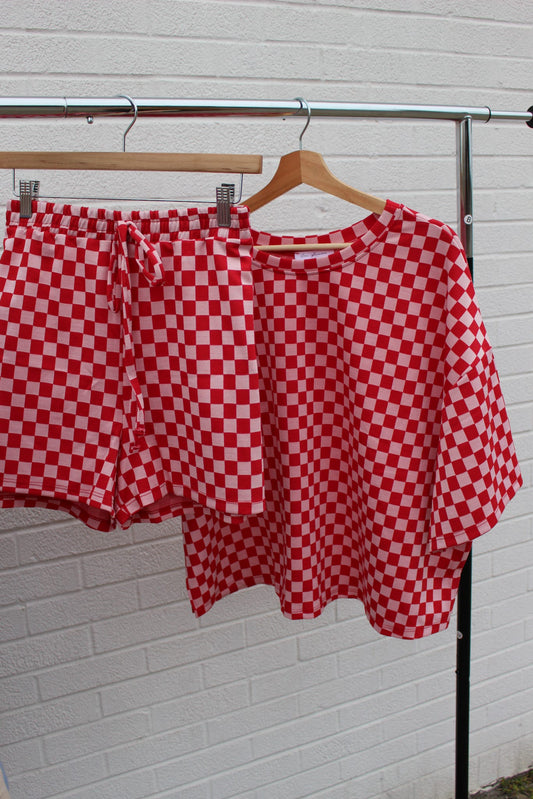 Retro Red Checkered Lounge Set