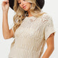 Cable Texture Short Sleeve Sweater