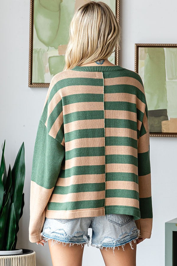 Block Exposed Seam Knitted Sweater