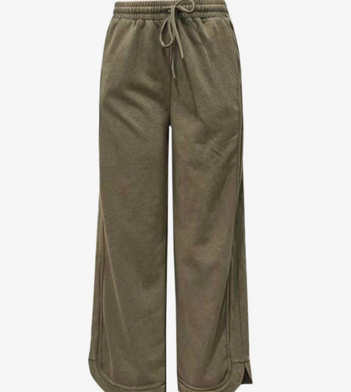 Vintage Wash Wide Leg Pants