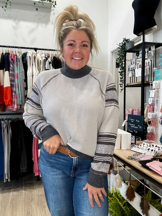 Aspen Waffle Knit Mock Neck Sweater