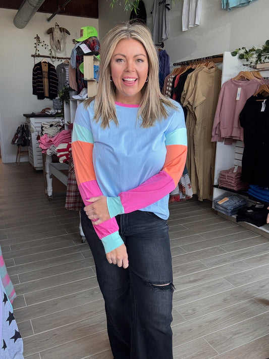 Color Block Patchwork Long Sleeve