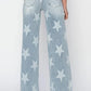 High Rise Wide Leg Star Print Jeans