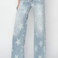 High Rise Wide Leg Star Print Jeans