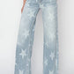 High Rise Wide Leg Star Print Jeans