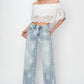 High Rise Wide Leg Star Print Jeans