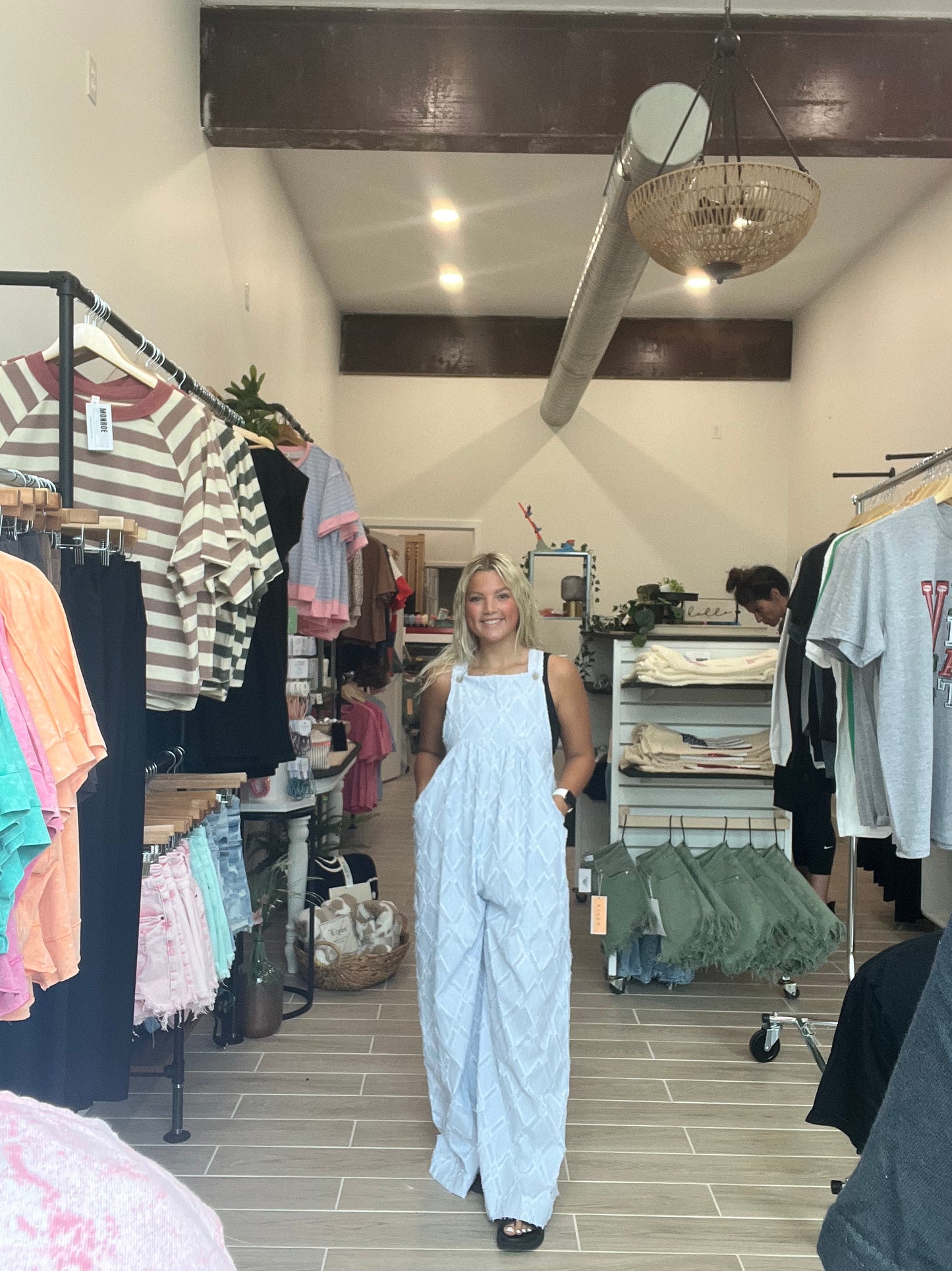 Striped Linen Overalls