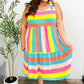 Start The Day Rainbow Stripe Shoulder Tie Tiered Dress