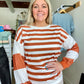 Brown Stripe Pullover Sweatshirt Sweater