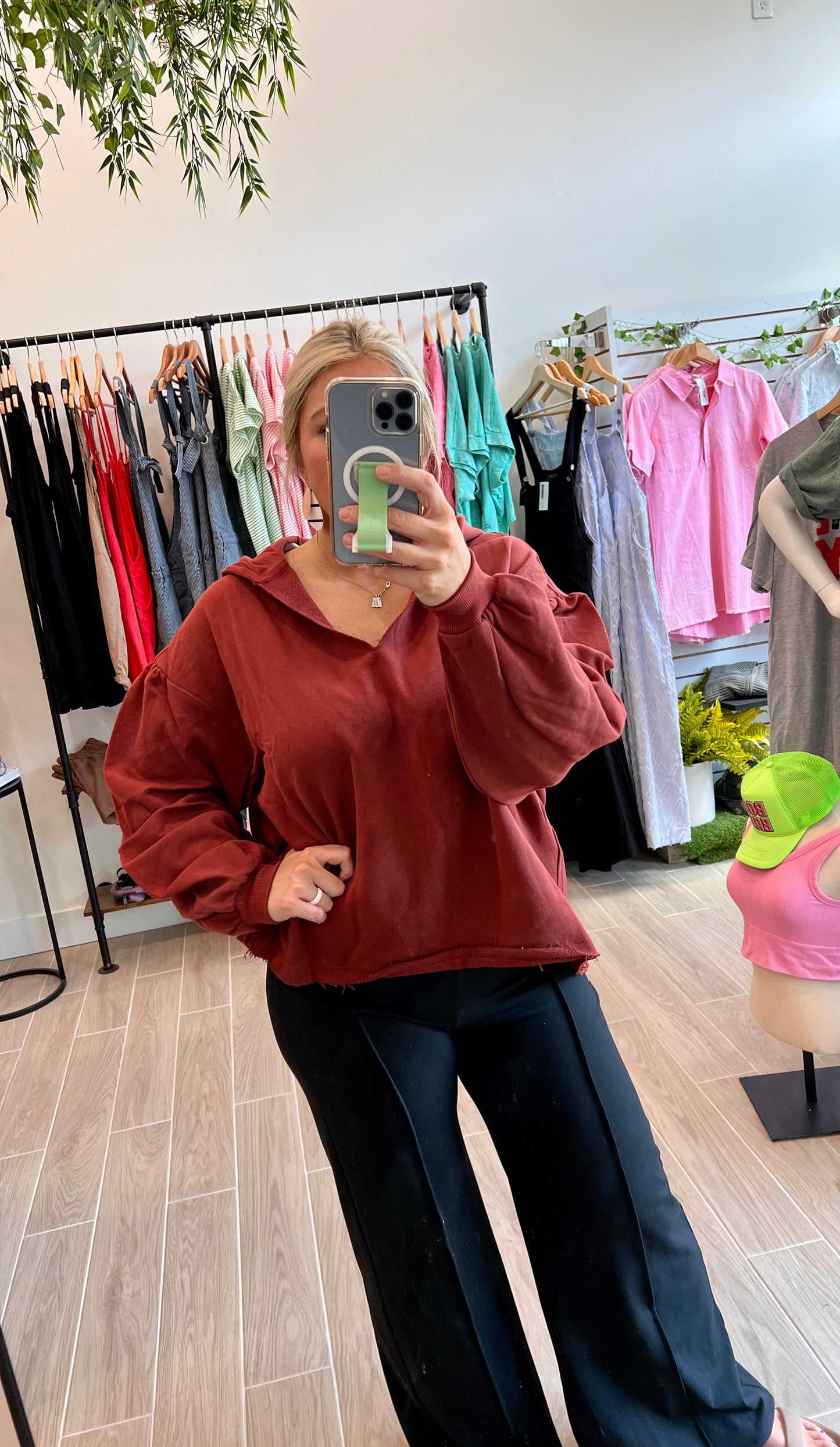 Oversized Rust Distress Hoodie