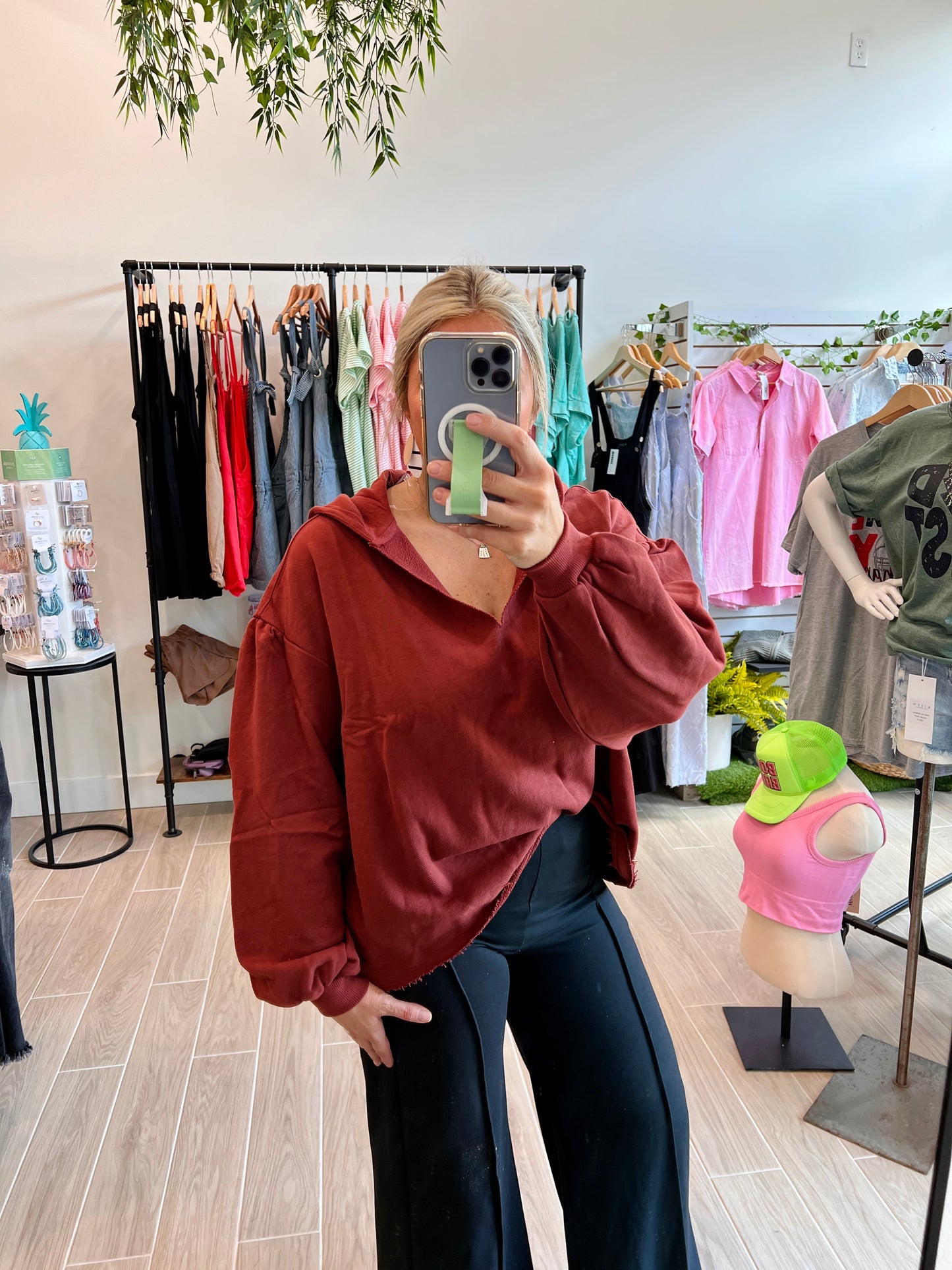 Oversized Rust Distress Hoodie