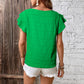 Kelly Green Flutter Sleeve Textured Blouse