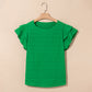 Kelly Green Flutter Sleeve Textured Blouse