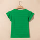 Kelly Green Flutter Sleeve Textured Blouse