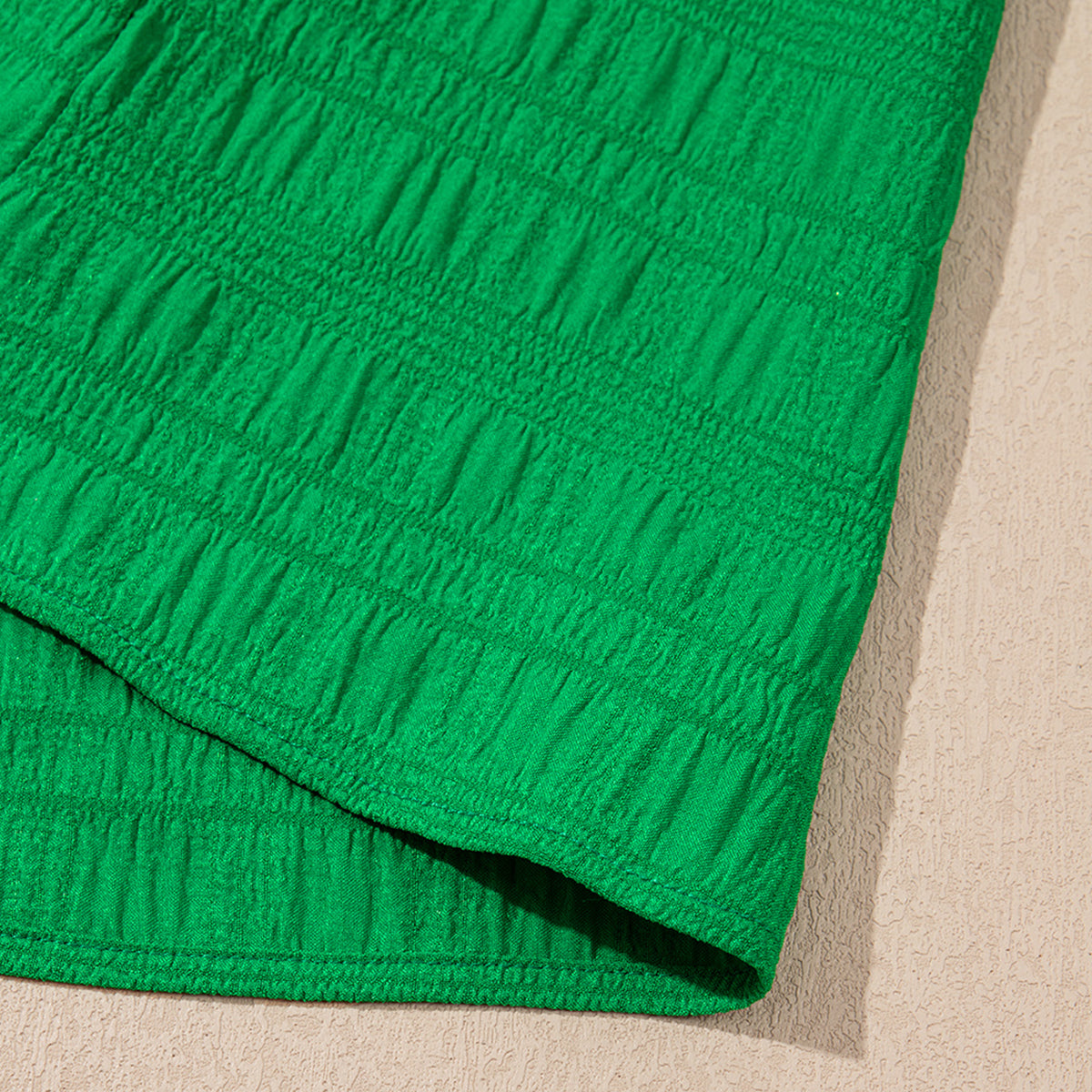 Kelly Green Flutter Sleeve Textured Blouse
