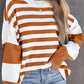 Brown Stripe Pullover Sweatshirt Sweater