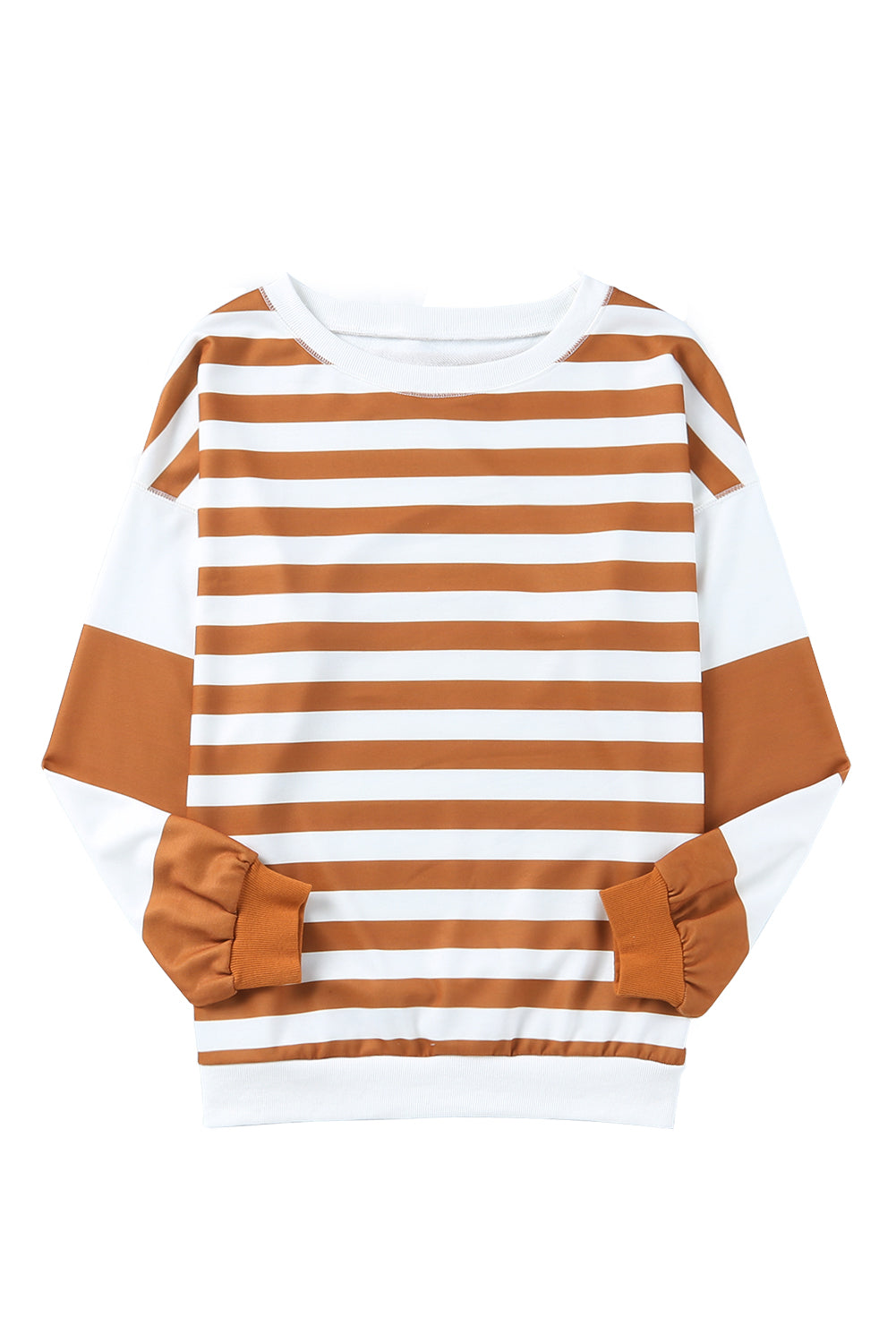 Brown Stripe Pullover Sweatshirt Sweater