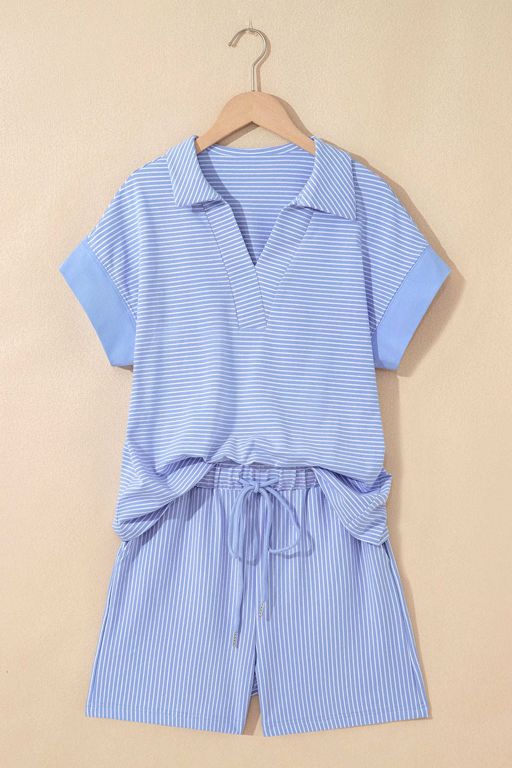 Sky Blue Striped Lounge Set