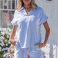 Sky Blue Striped Lounge Set