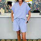 Sky Blue Striped Lounge Set