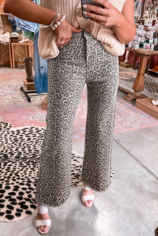 Wild Side Leopard Wide Leg Jeans